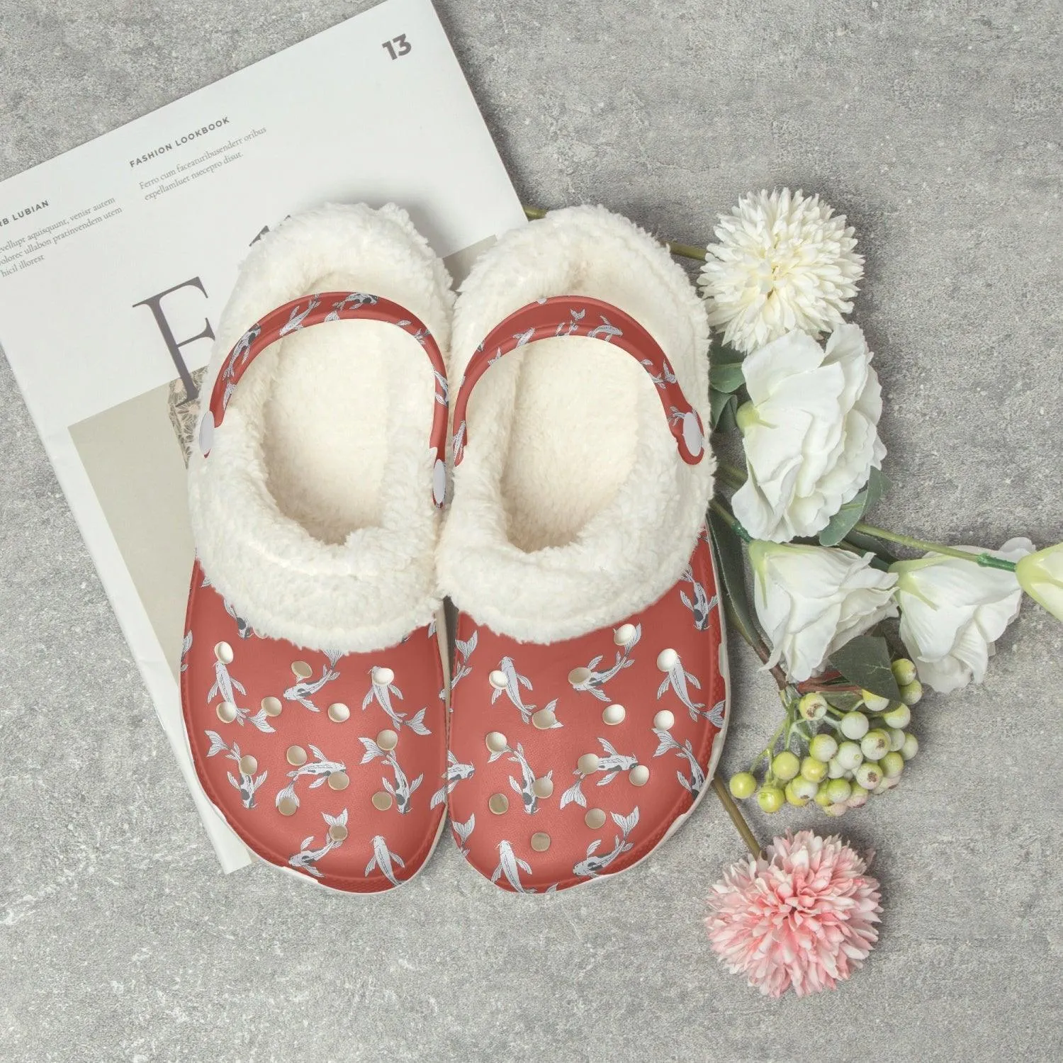 Koi Fish Winter Red Clogs