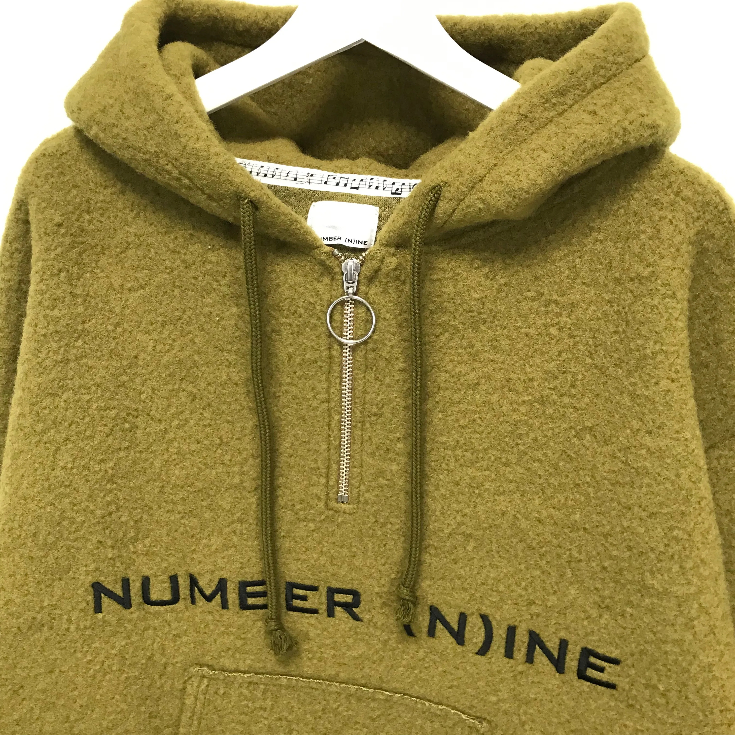 [L]  Number Nine Half Zip Fleece Pullover Hoodie Jacket Olive