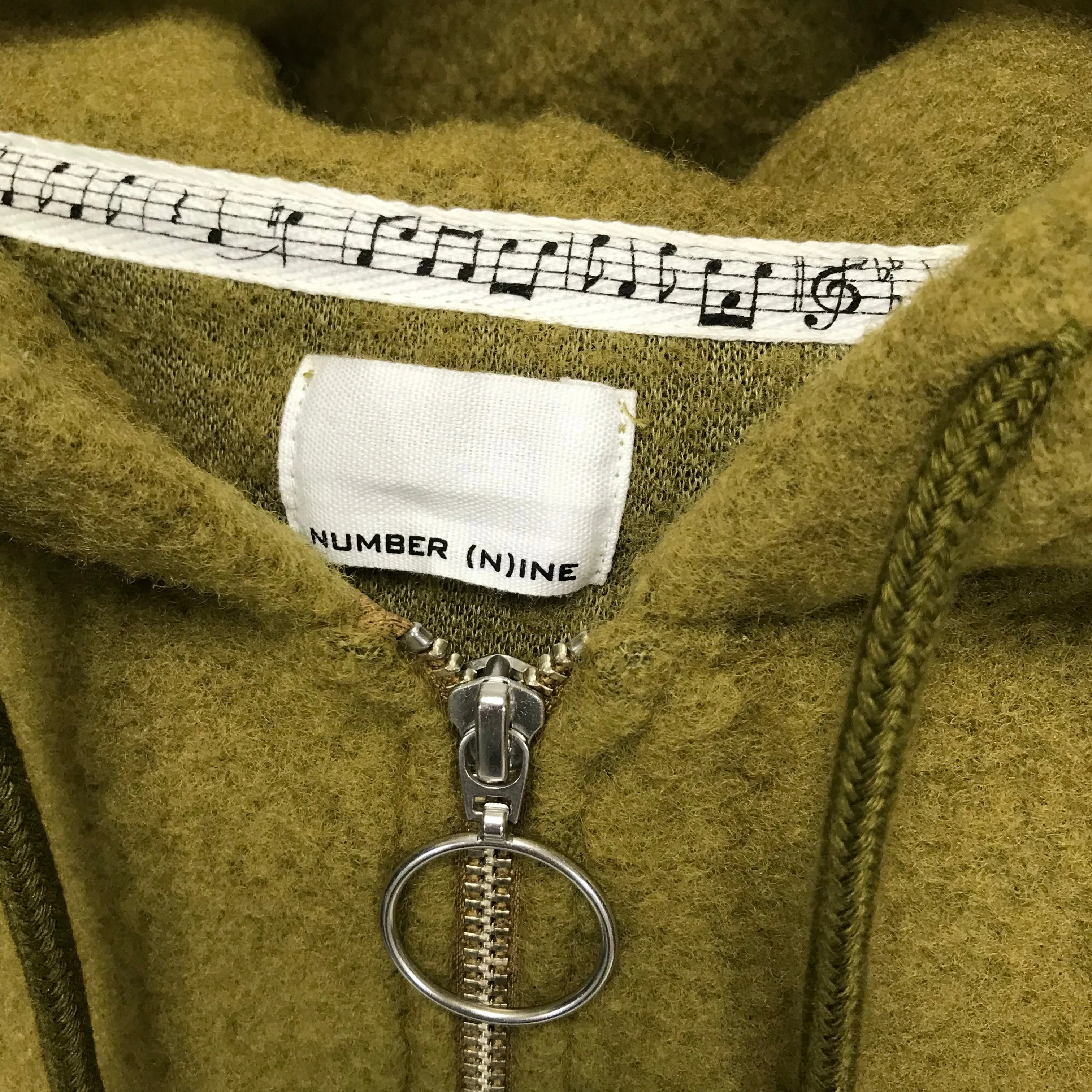 [L]  Number Nine Half Zip Fleece Pullover Hoodie Jacket Olive