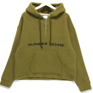 [L]  Number Nine Half Zip Fleece Pullover Hoodie Jacket Olive