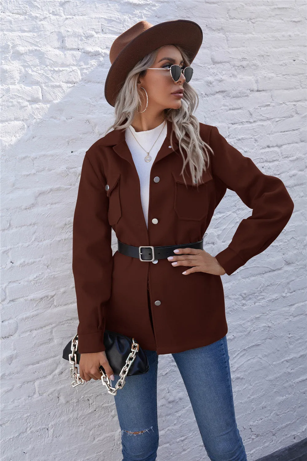 Lapel Single-breasted Lace-up Cardigans Outerwear