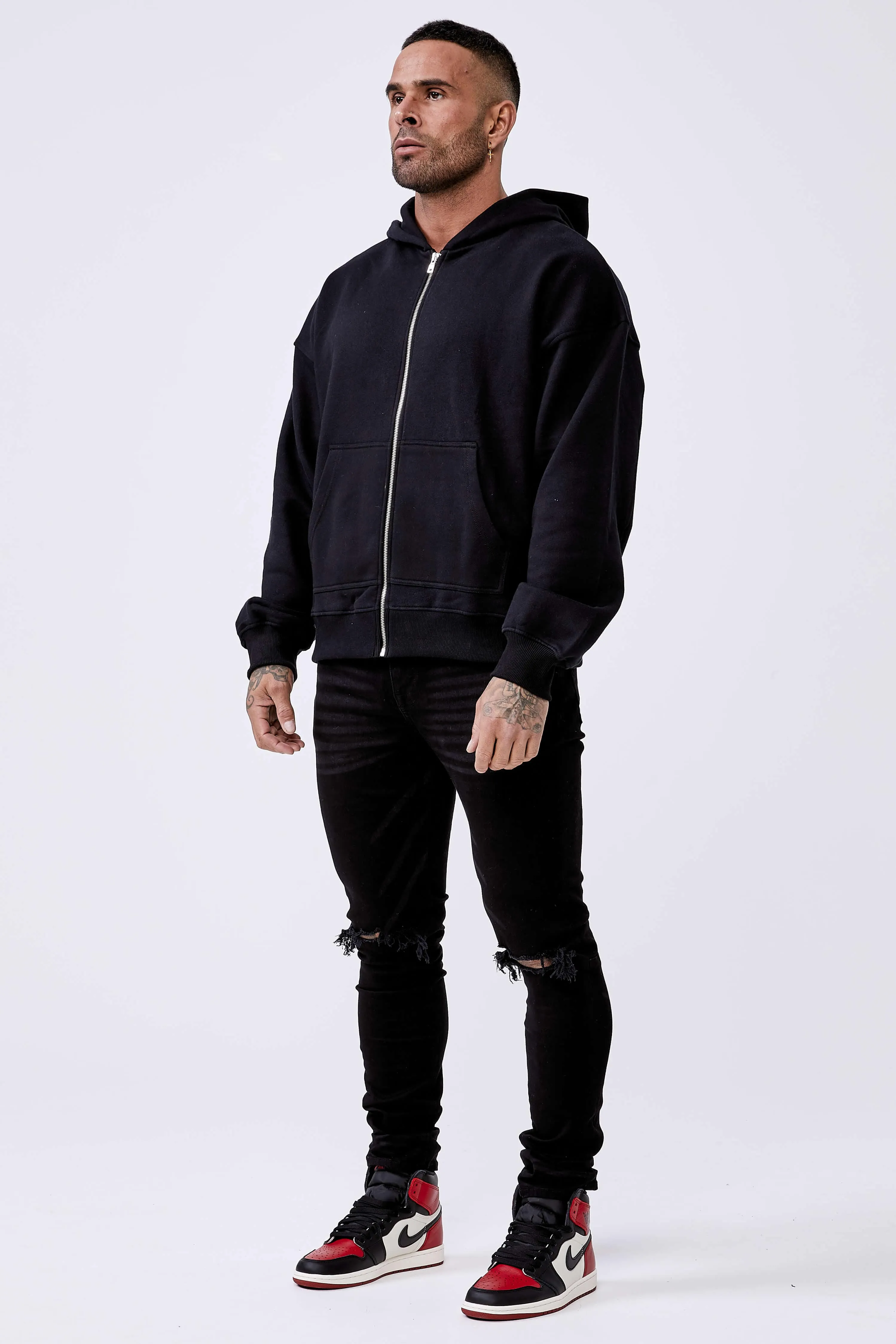 Legend* Basics Zip Through Hoodie - Black