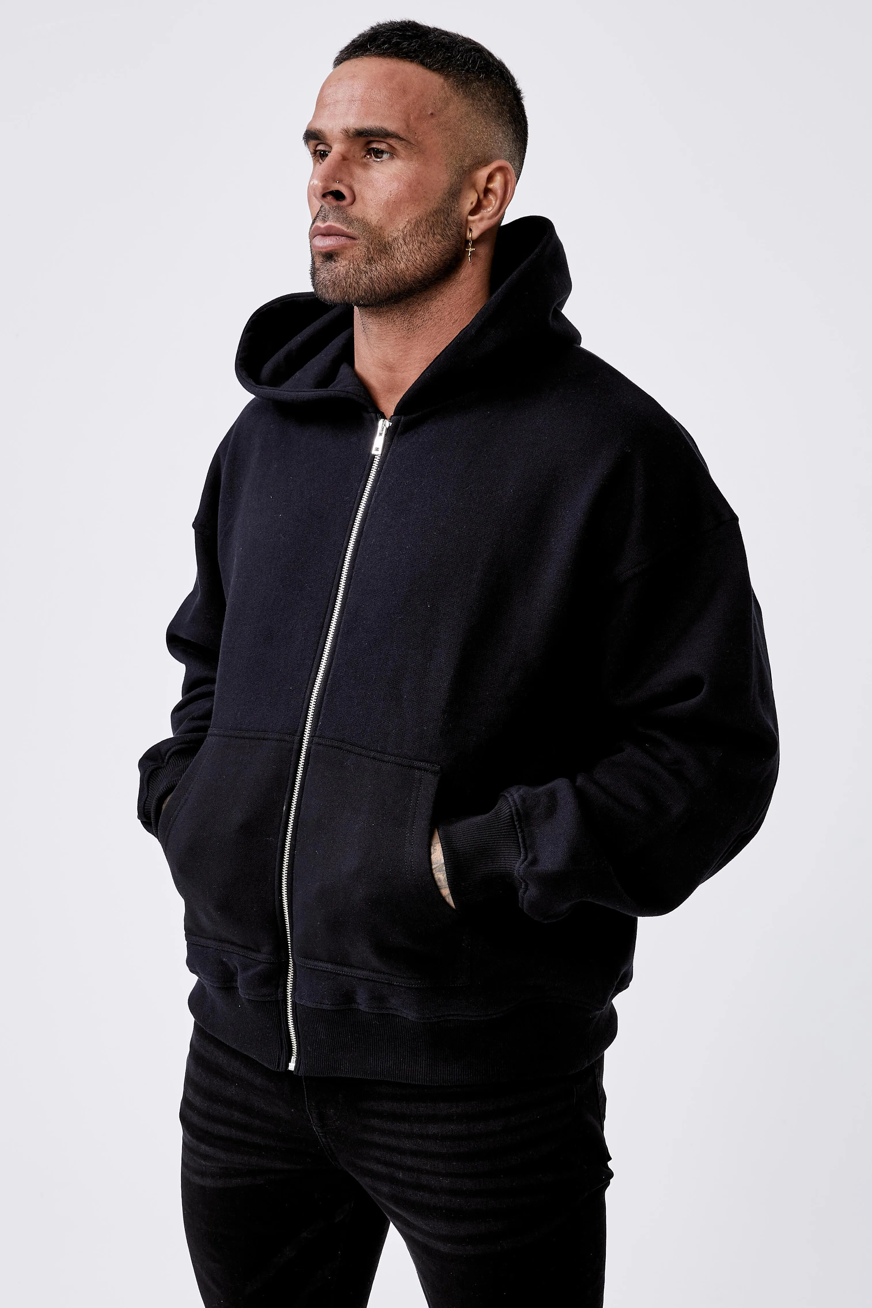 Legend* Basics Zip Through Hoodie - Black