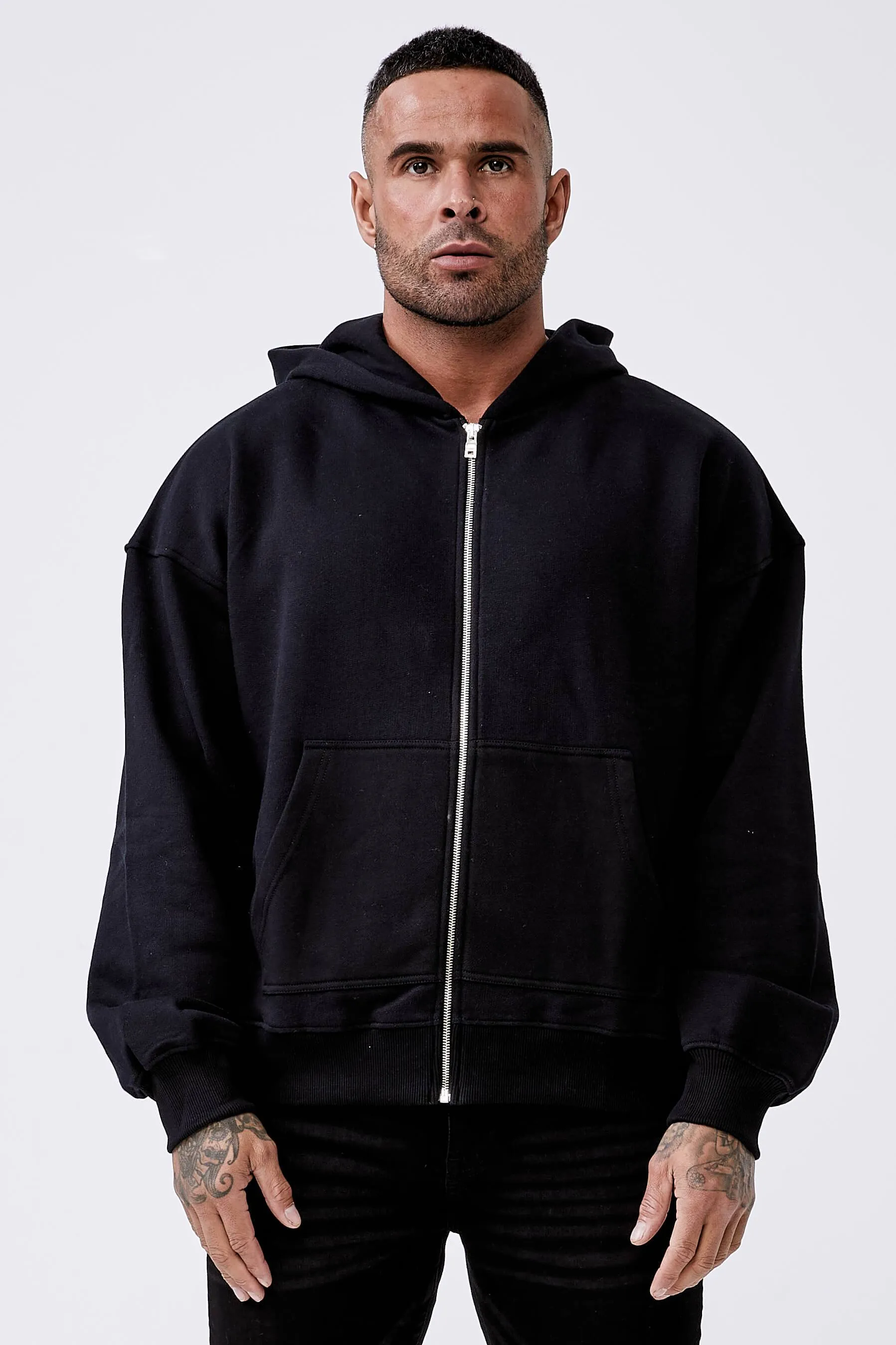 Legend* Basics Zip Through Hoodie - Black