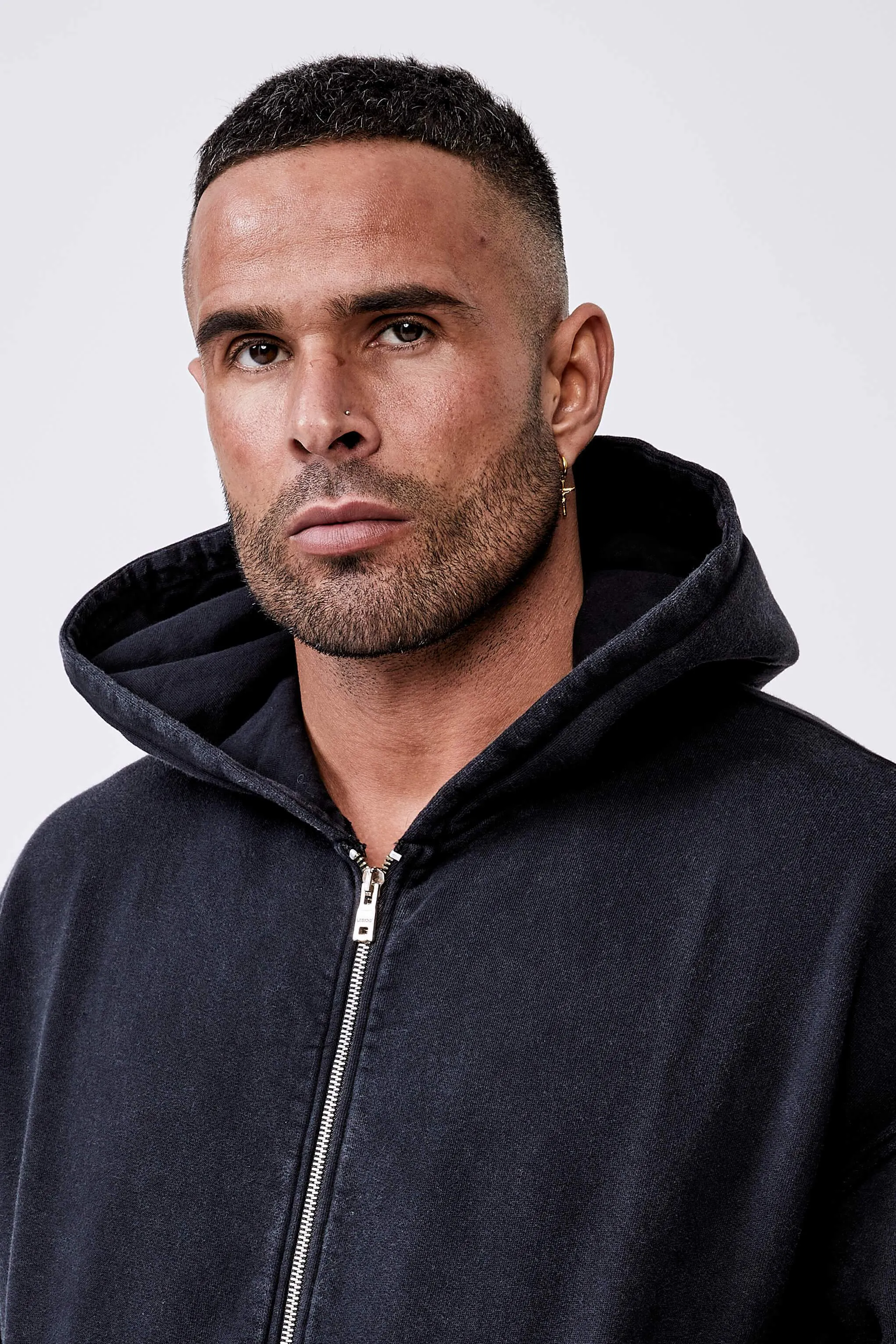 Legend* Basics Zip Through Hoodie - Washed Grey