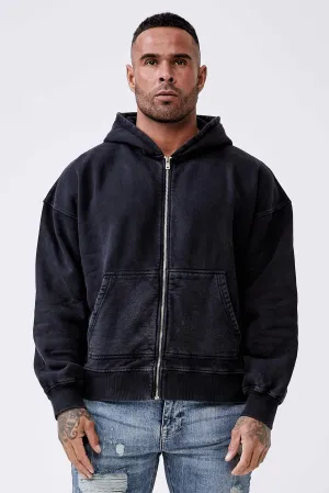Legend* Basics Zip Through Hoodie - Washed Grey