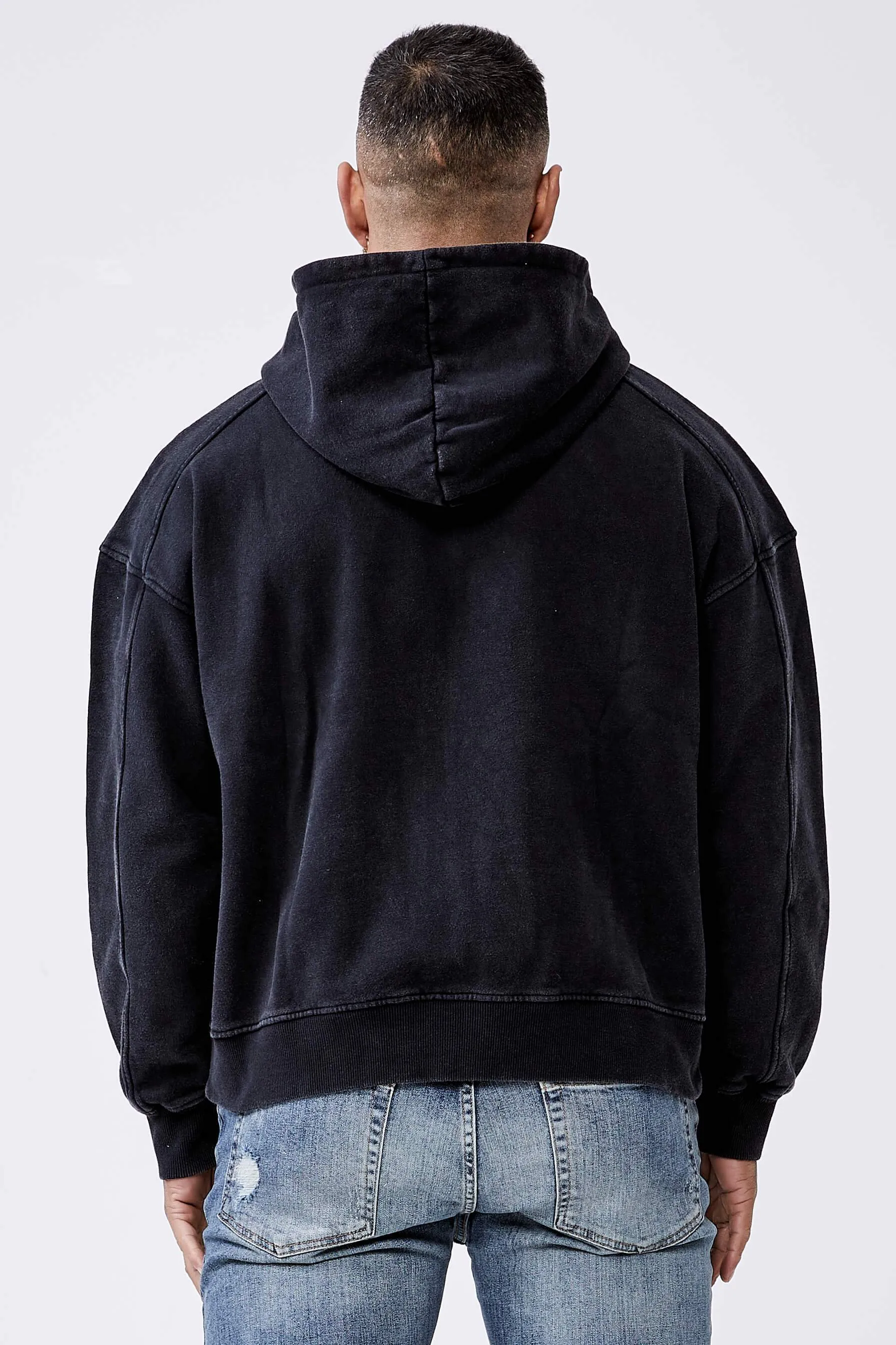 Legend* Basics Zip Through Hoodie - Washed Grey