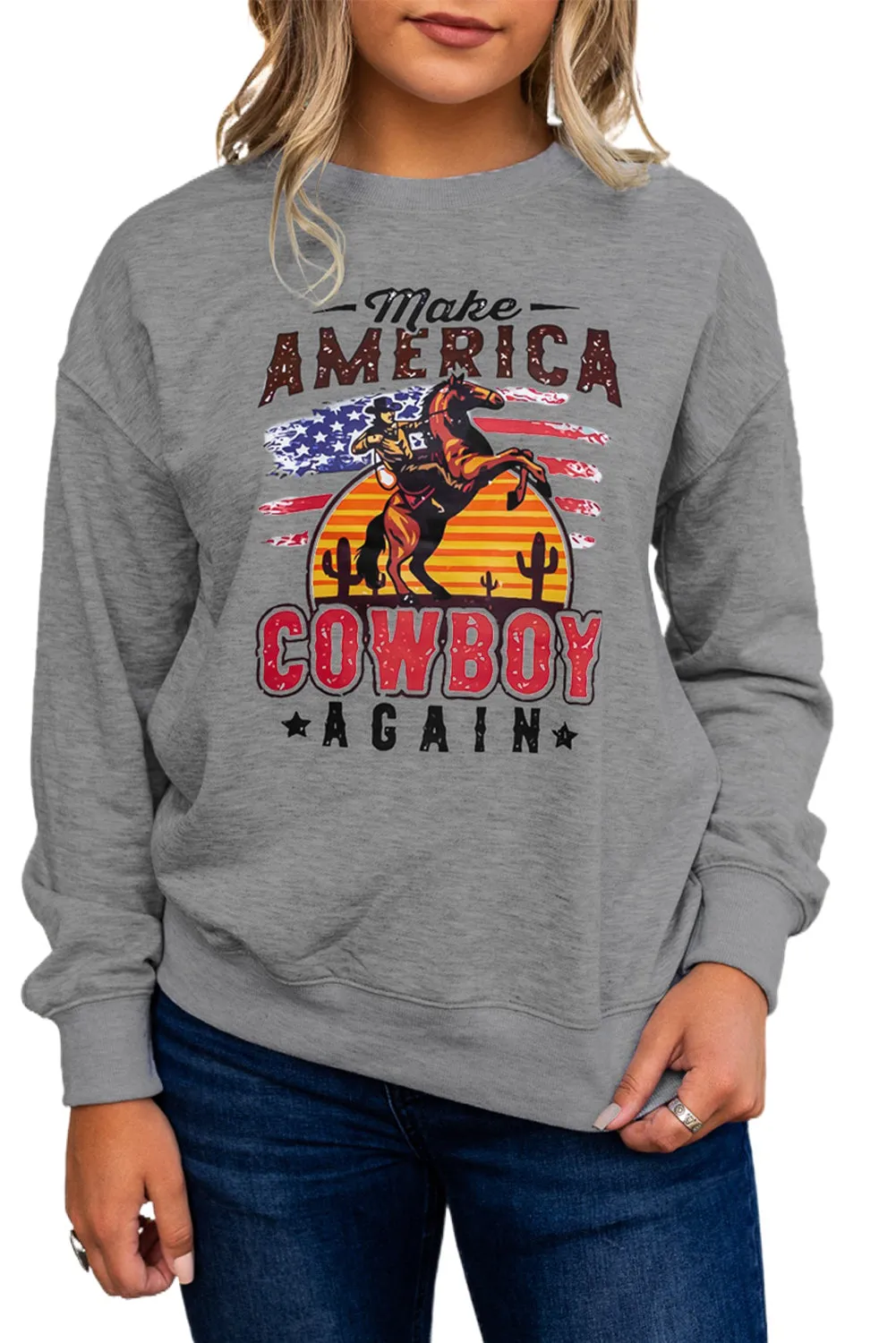 Letter Pattern Print Crew Neck Graphic Sweatshirt