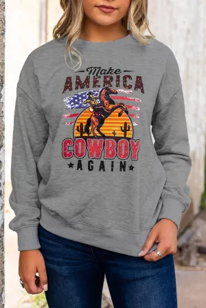 Letter Pattern Print Crew Neck Graphic Sweatshirt