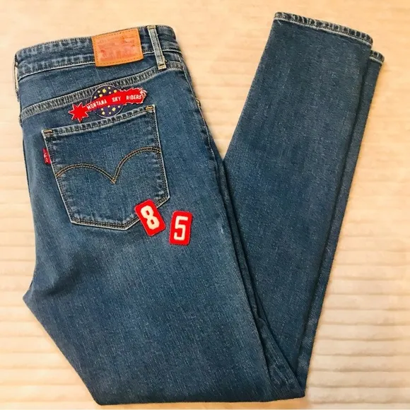 Levi’s Montana Sky Riders Patchwork Dostressed Jeans Women’s Size 31 12 Large