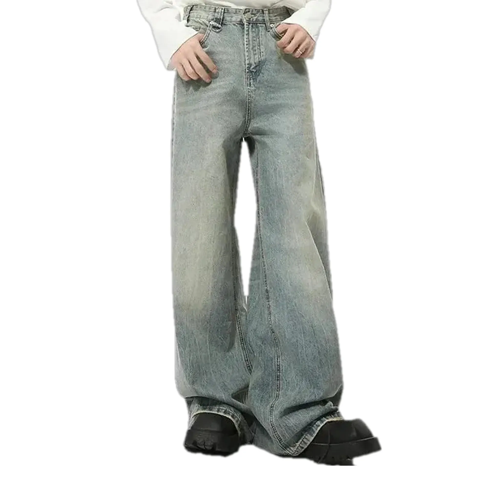 Light 90s fashion faded men's jeans