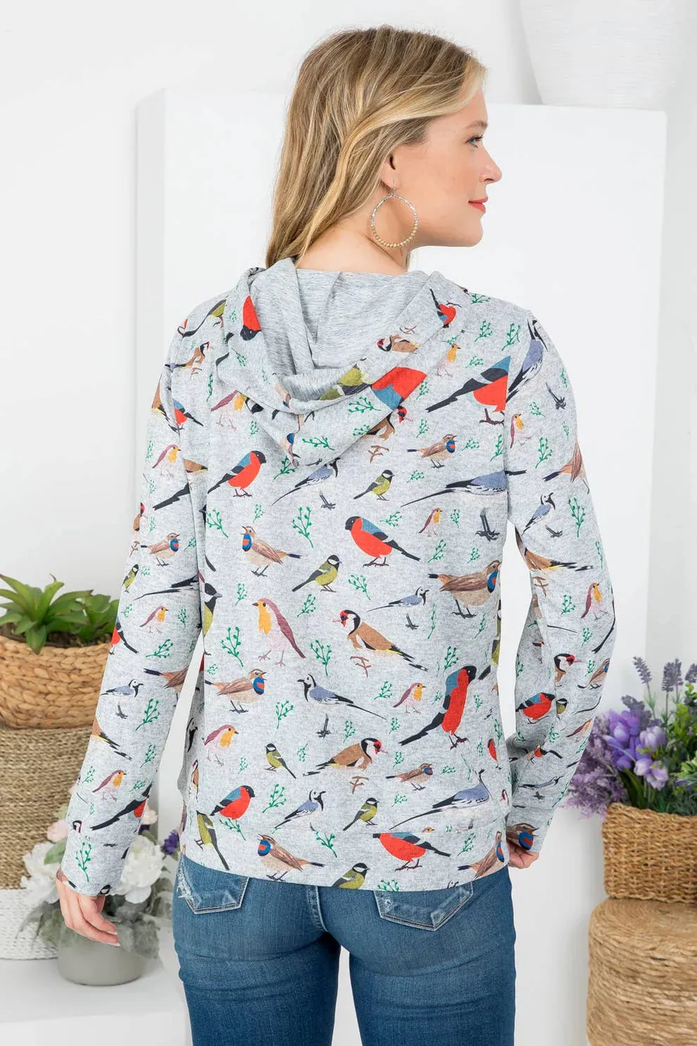 Lightweight Gray Bird Hoodie
