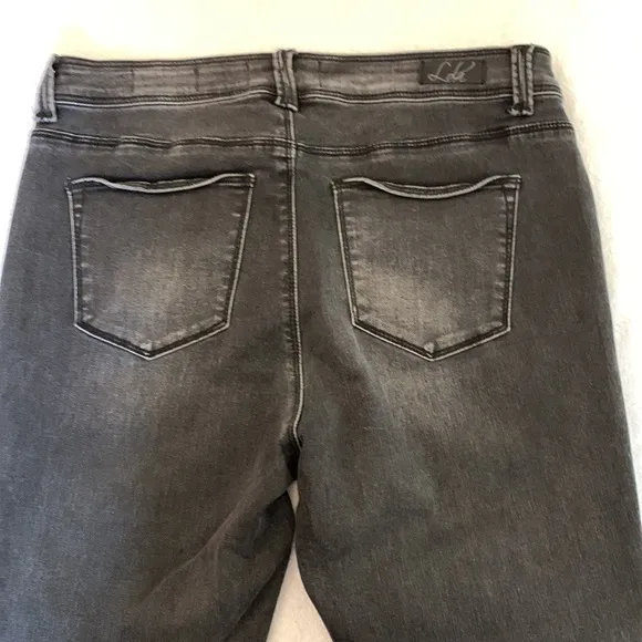 Lola, Kate Ash, High Rise, Straight Leg black distressed jeans, size 31/10