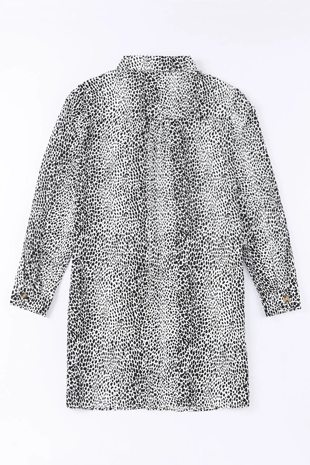 Long Sleeve Leopard Animal Print Shirt Dress