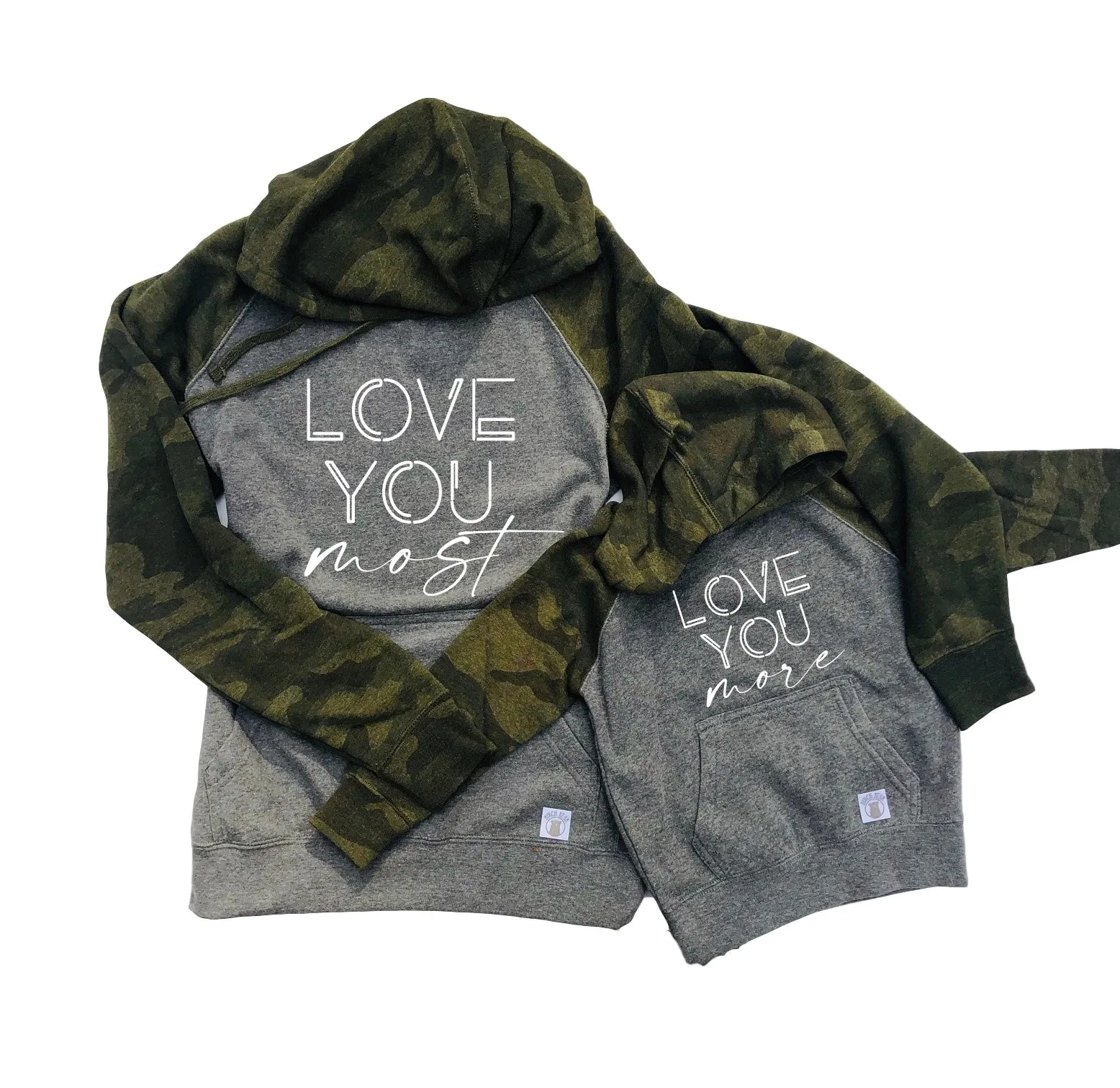 Love You More Matching Unisex Hoodies | Camo Fleece Hoodies