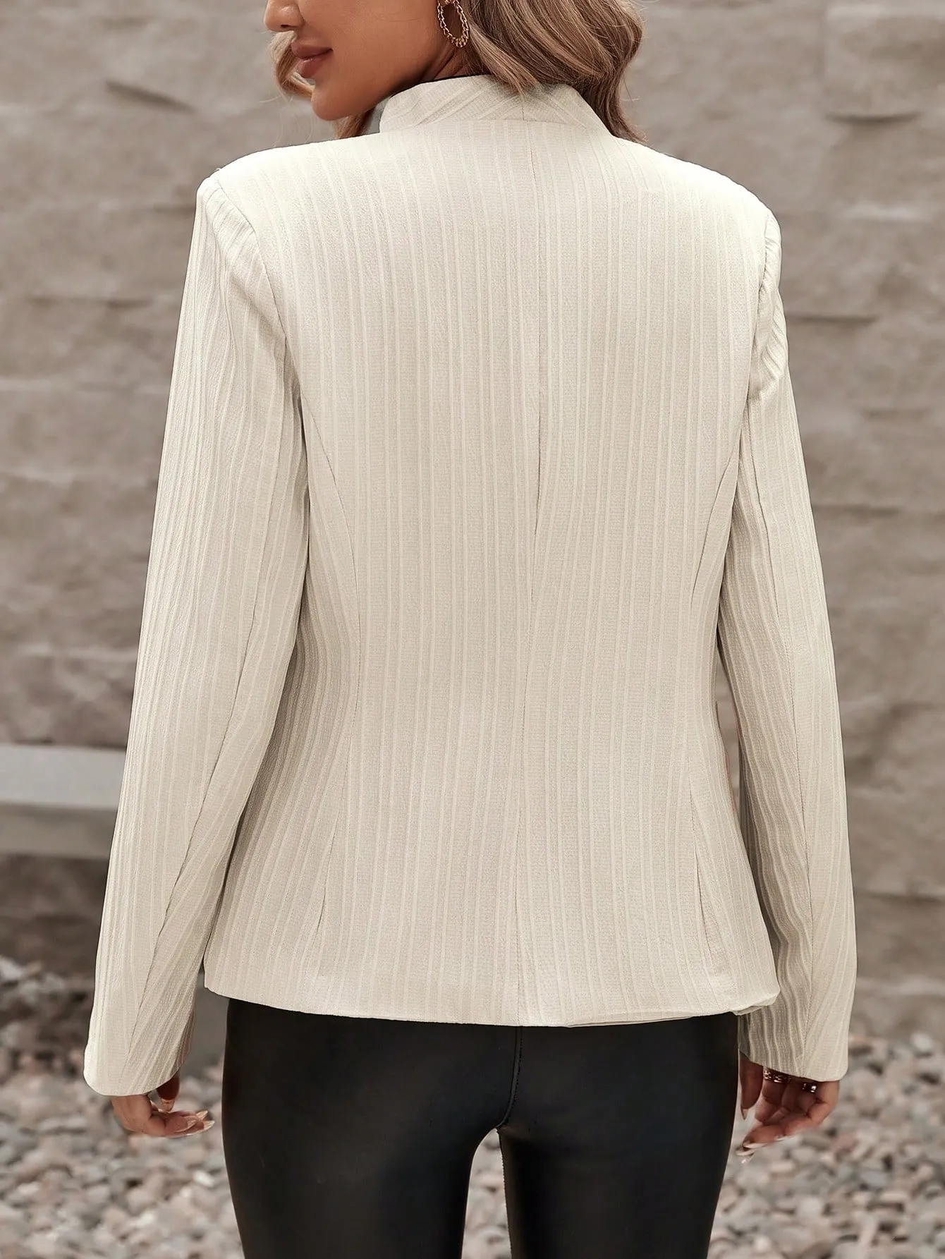 LUNE Contrast Binding Open Front Blazer