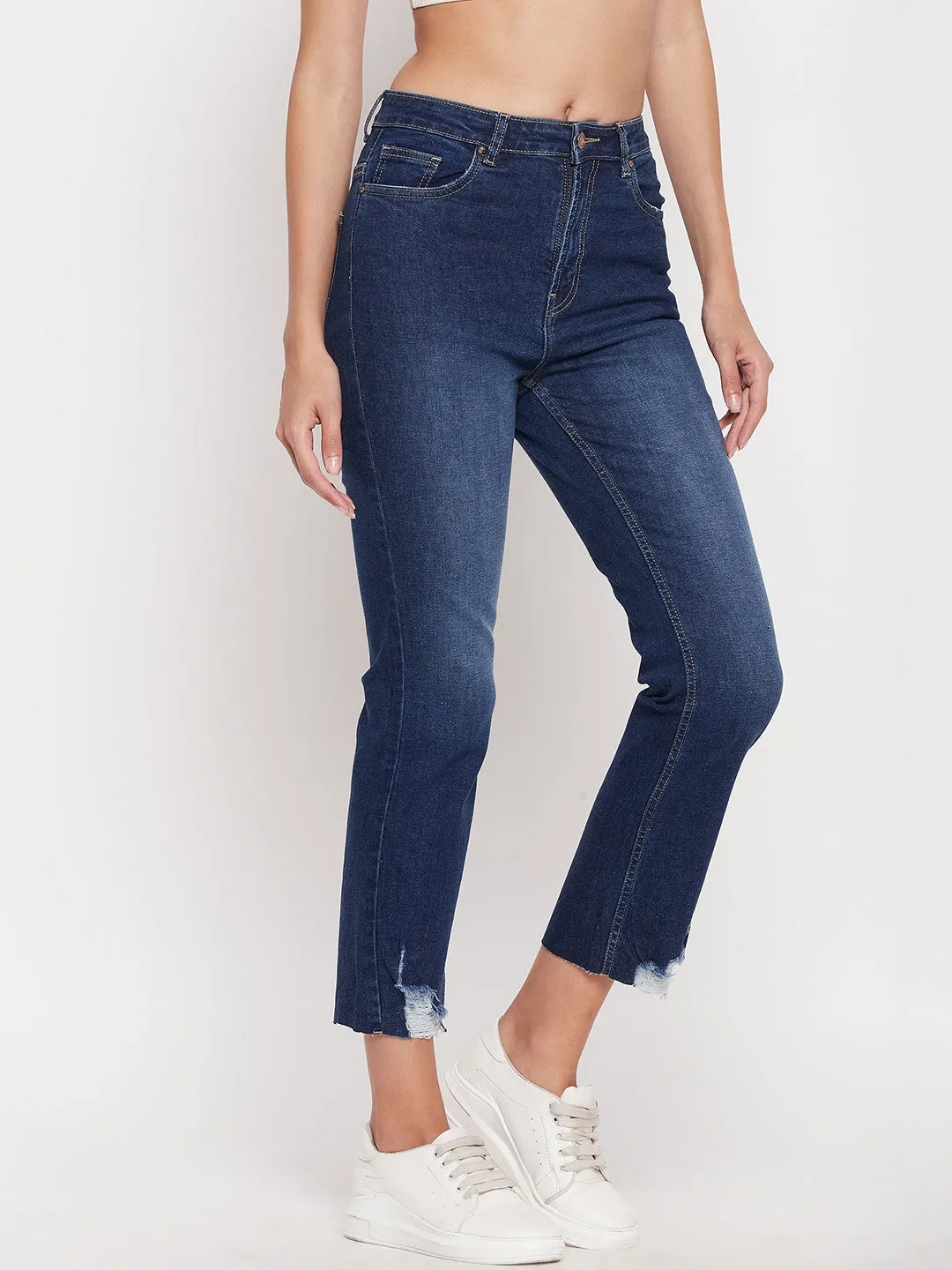 Madame Women Solid Blue Jeans