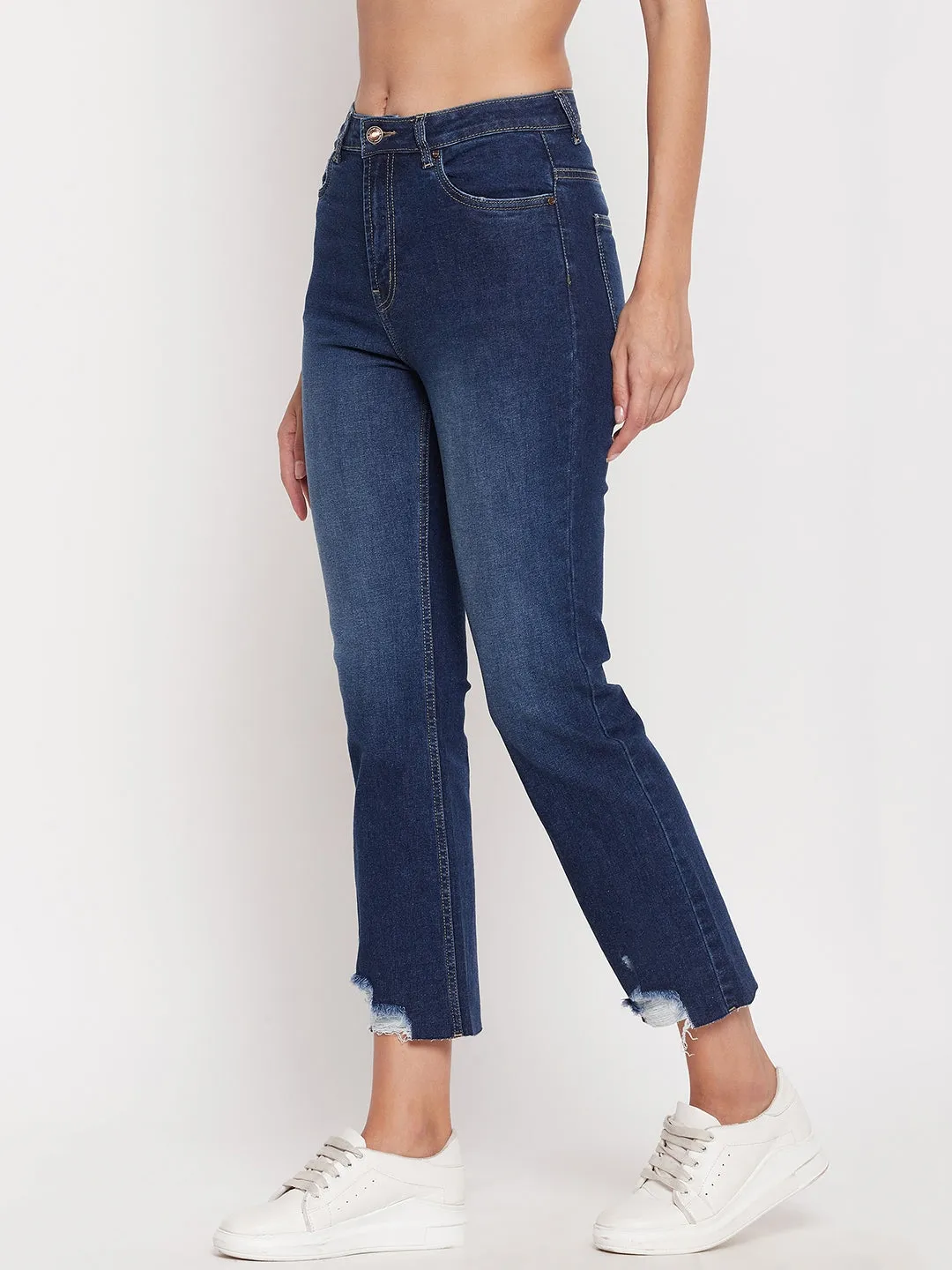 Madame Women Solid Blue Jeans