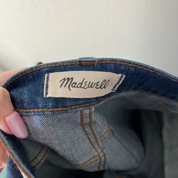 Madewell Wide Leg Crop Jeans Medium Finney Wash Size 29 Distressed Hem