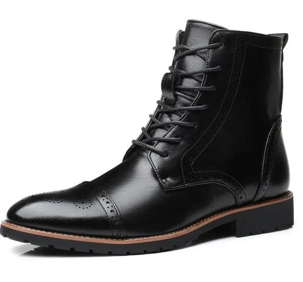 Men's Brogues Vintage Ankle Dress Boots Up To Size 11.5