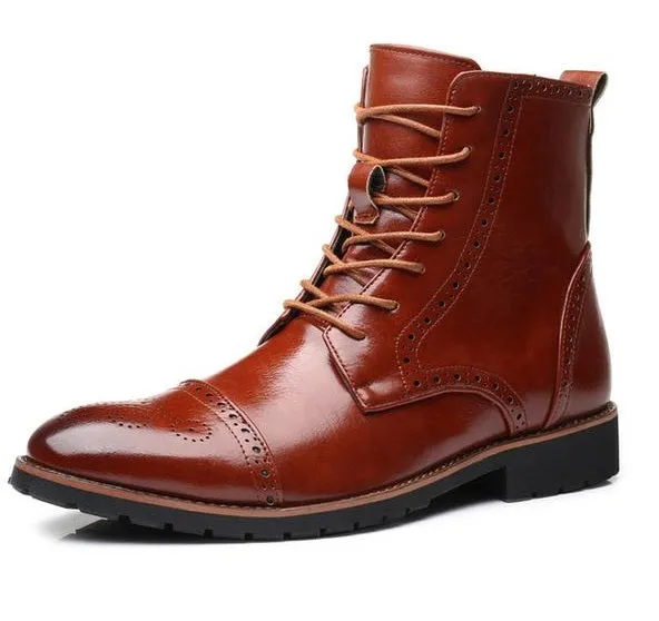 Men's Brogues Vintage Ankle Dress Boots Up To Size 11.5