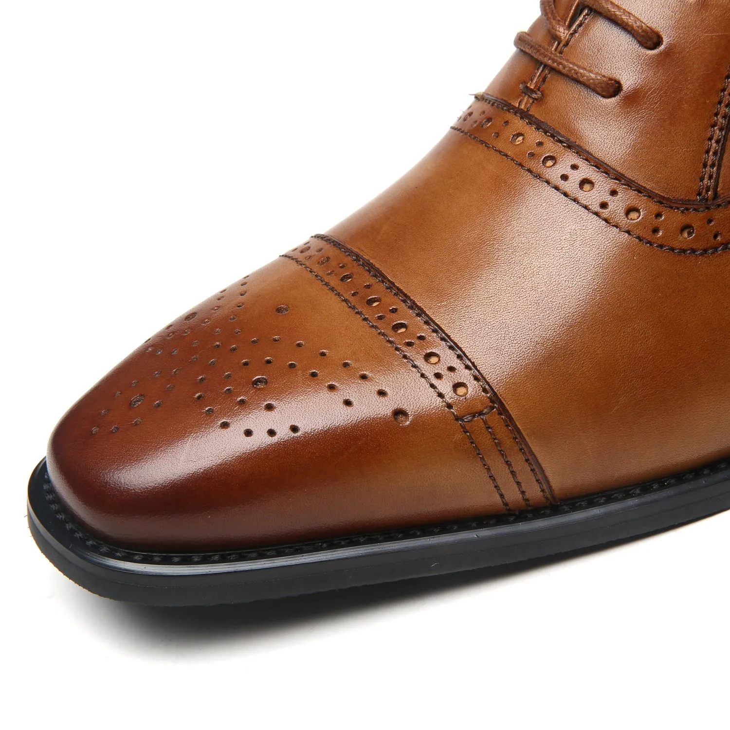 Men's Cap Toe Lace up Oxford Dress Shoes Posh-1-tan