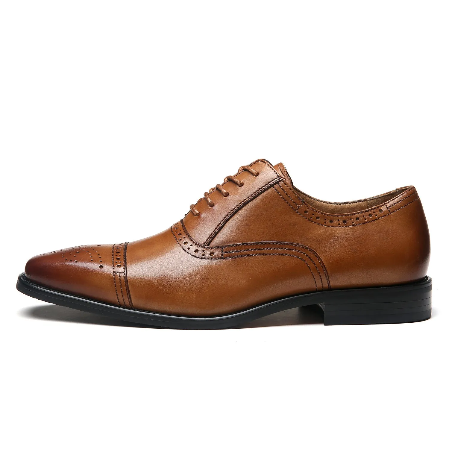 Men's Cap Toe Lace up Oxford Dress Shoes Posh-1-tan