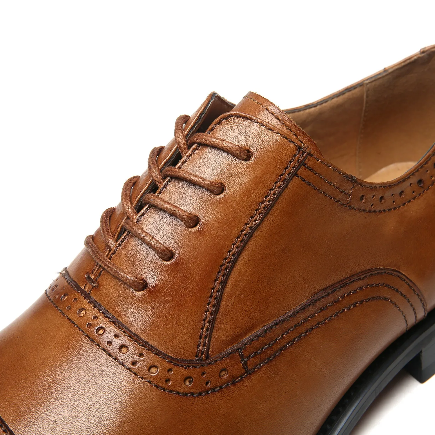 Men's Cap Toe Lace up Oxford Dress Shoes Posh-1-tan