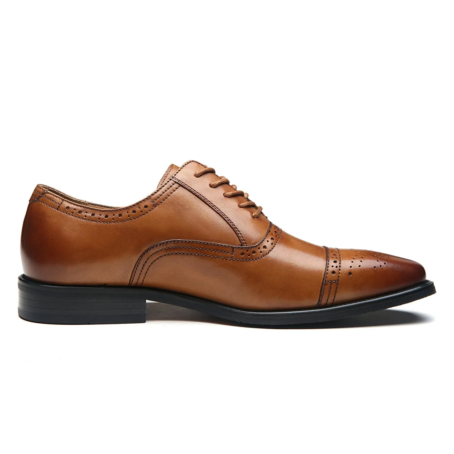 Men's Cap Toe Lace up Oxford Dress Shoes Posh-1-tan