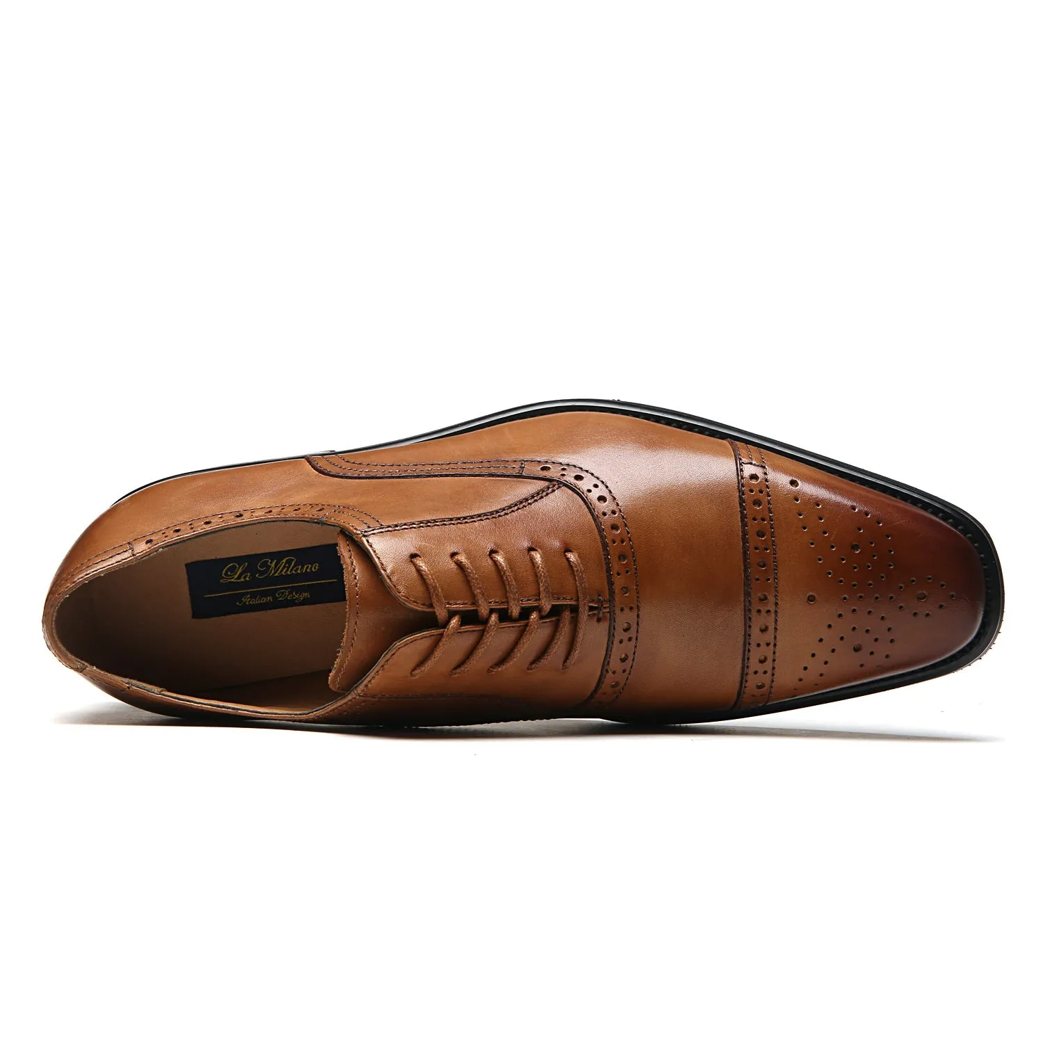 Men's Cap Toe Lace up Oxford Dress Shoes Posh-1-tan