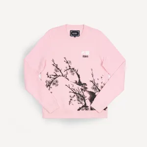 Mens Graphic Wraparound Crewneck Sweatshirt - Rose Shadow / Kanji Osaka