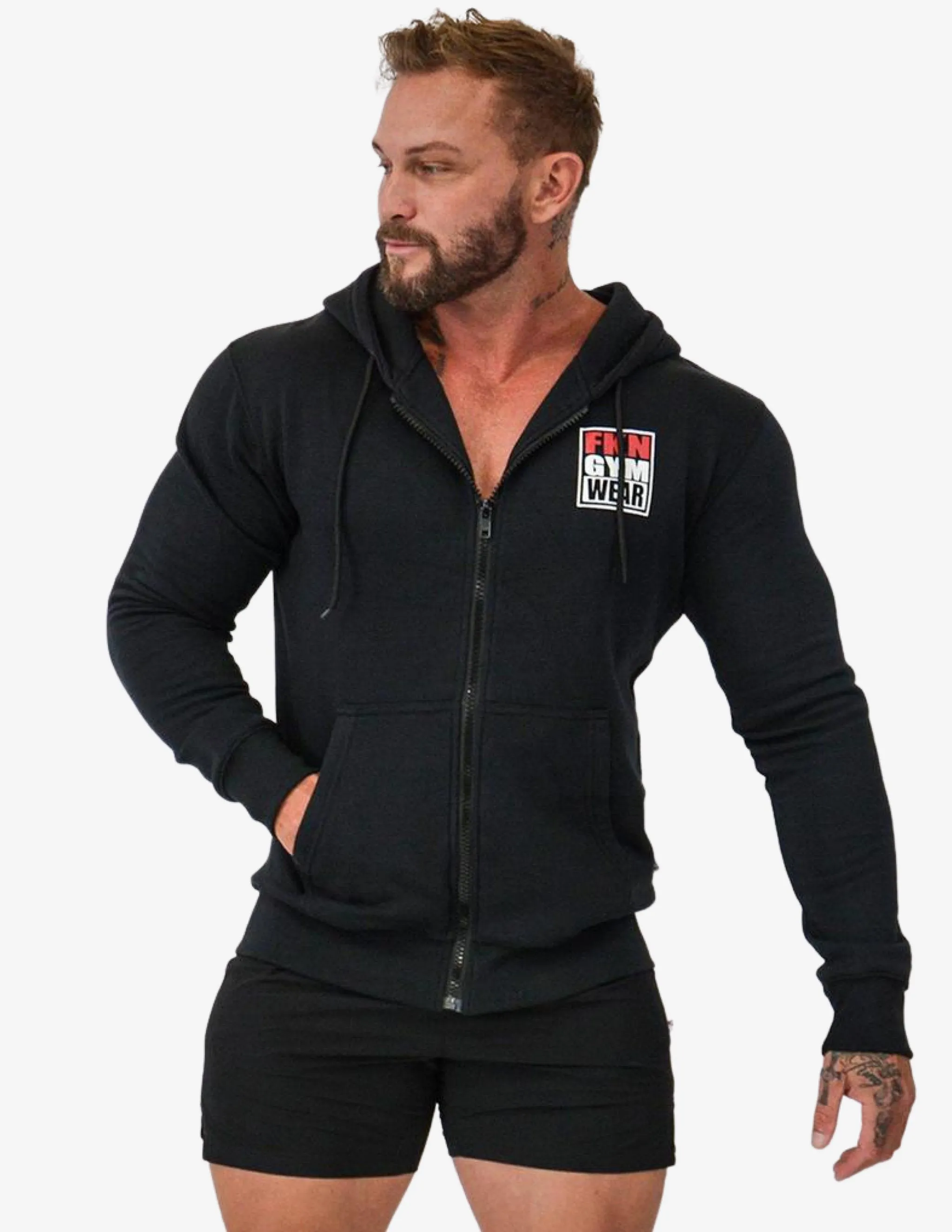 MEN'S GYM HOODIE | ZIP-UP | BLACK