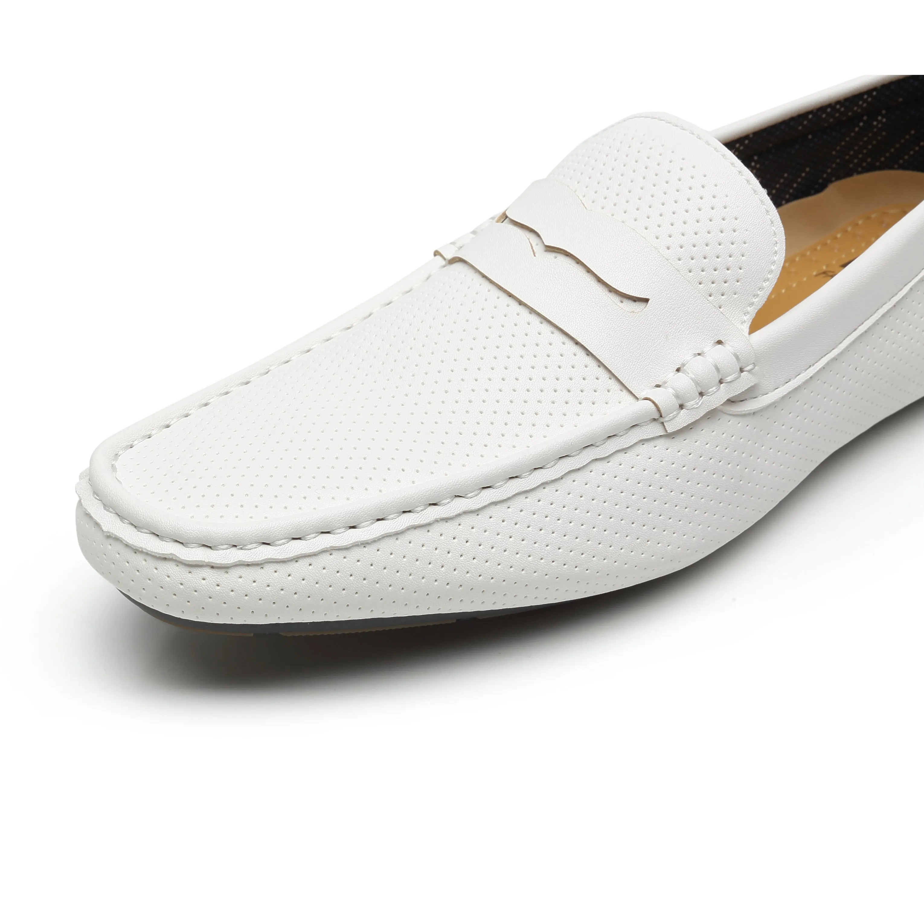 Men's Penny loafers Driving Moccasins Serpent-1-white