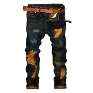 Men's Ripped Distressed Fashion Jeans Up To Size 40