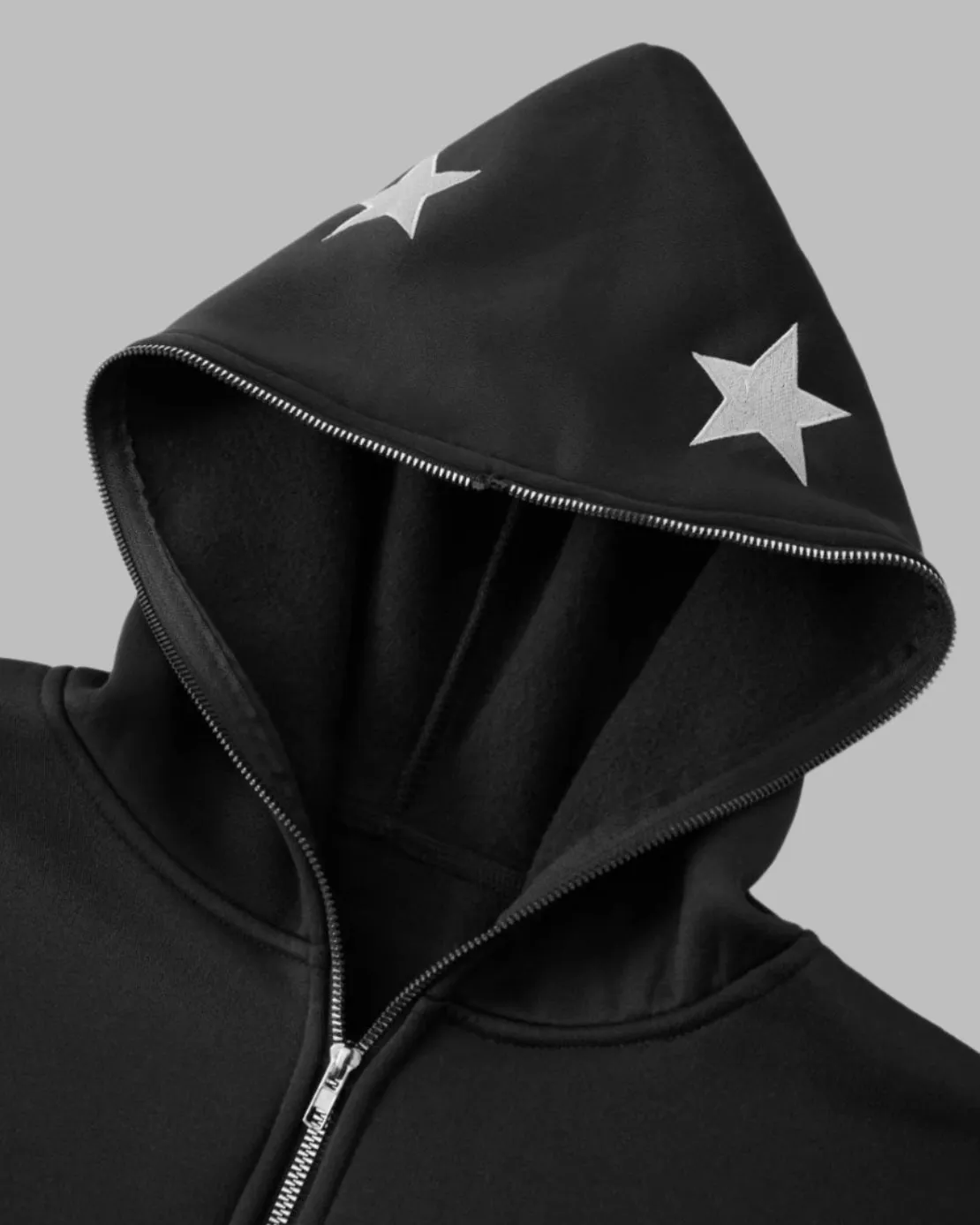 Men's Star Embroidery Zip Up Hoodie