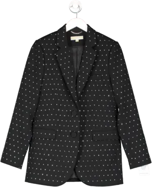 MICHAEL Michael Kors Black Crystal Embellished Single Breasted Blazer UK 6