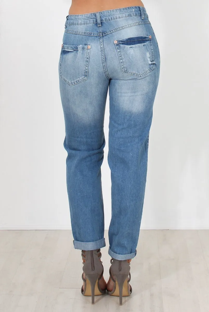 Mid Blue Boyfriend Jeans-Lilly