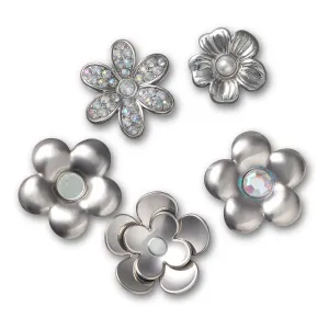 Monochrome Silver Flowers 5 Pack Jibbitz