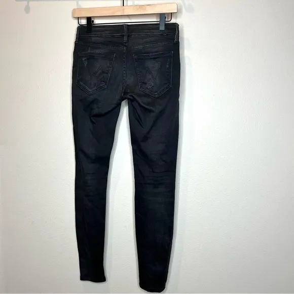 Mother Denim The Looker Black Skinny Jeans in Destroyed Ride Womens Size 24
