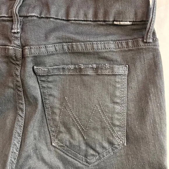 Mother Jeans Skinny Looker Ankle Fray Wash: Guilty (Black) Distressed Sz 25