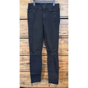 Mother Jeans Skinny Looker Ankle Fray Wash: Guilty (Black) Distressed Sz 25