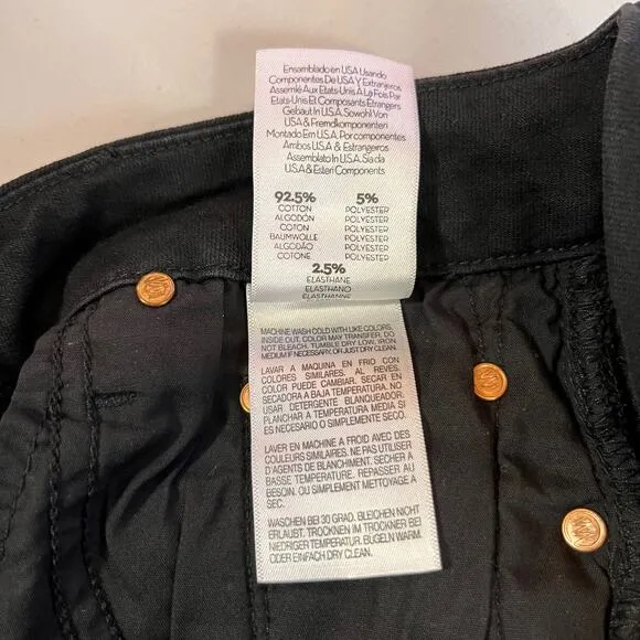 Mother Jeans Skinny Looker Ankle Fray Wash: Guilty (Black) Distressed Sz 25