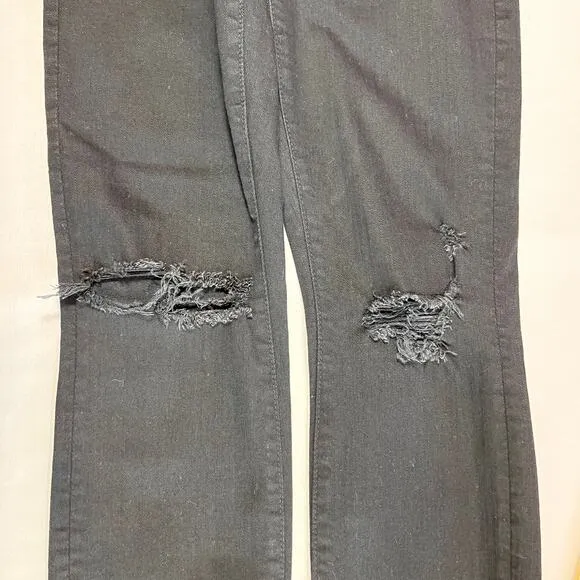 Mother Jeans Skinny Looker Ankle Fray Wash: Guilty (Black) Distressed Sz 25