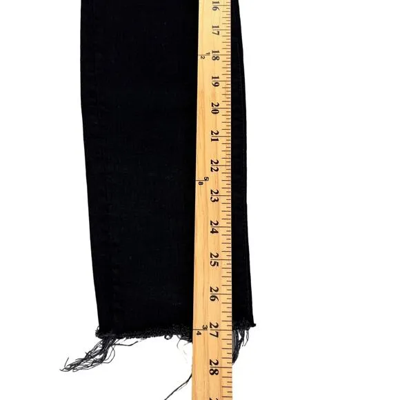Mother Jeans Skinny Looker Ankle Fray Wash: Guilty (Black) Distressed Sz 25