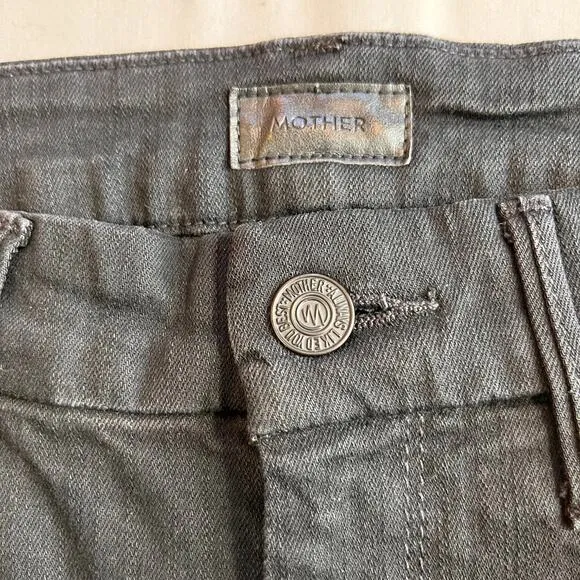 Mother Jeans Skinny Looker Ankle Fray Wash: Guilty (Black) Distressed Sz 25
