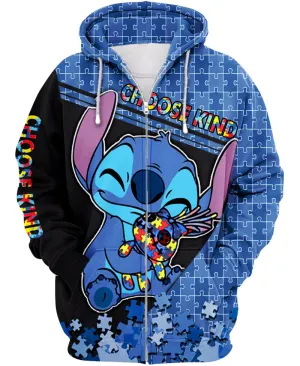 New Adult Choose Kind Stitch Zip-up Hoodie, Sz L