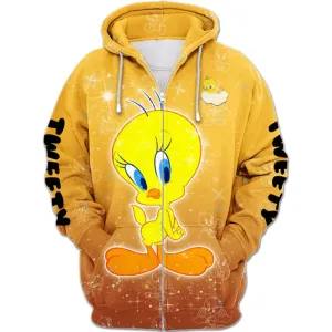 New Tweety Zip Up Hoodie, digitally printed, Adult Sz 3X! Retails $80US 