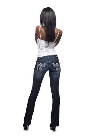 NICHOLE J. FADED EMBELLISHED JEANS