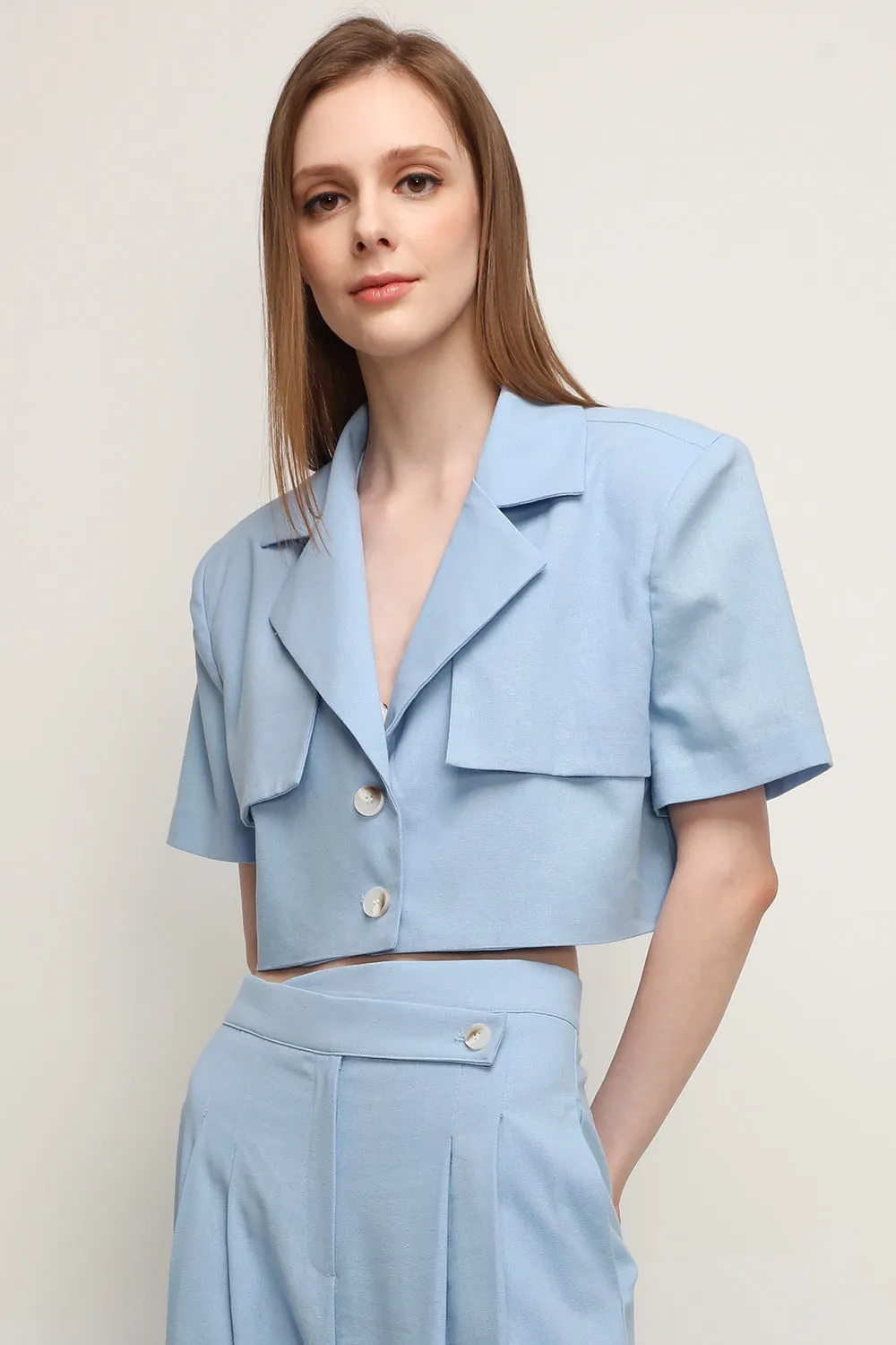 Nova Cropped Linen Blazer