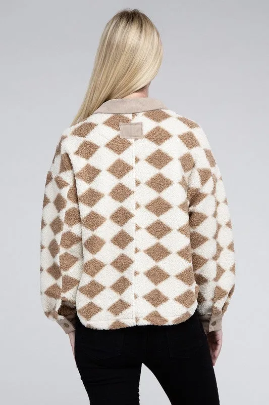 Nuvi Apparel Checked Zip Pockets Jacket